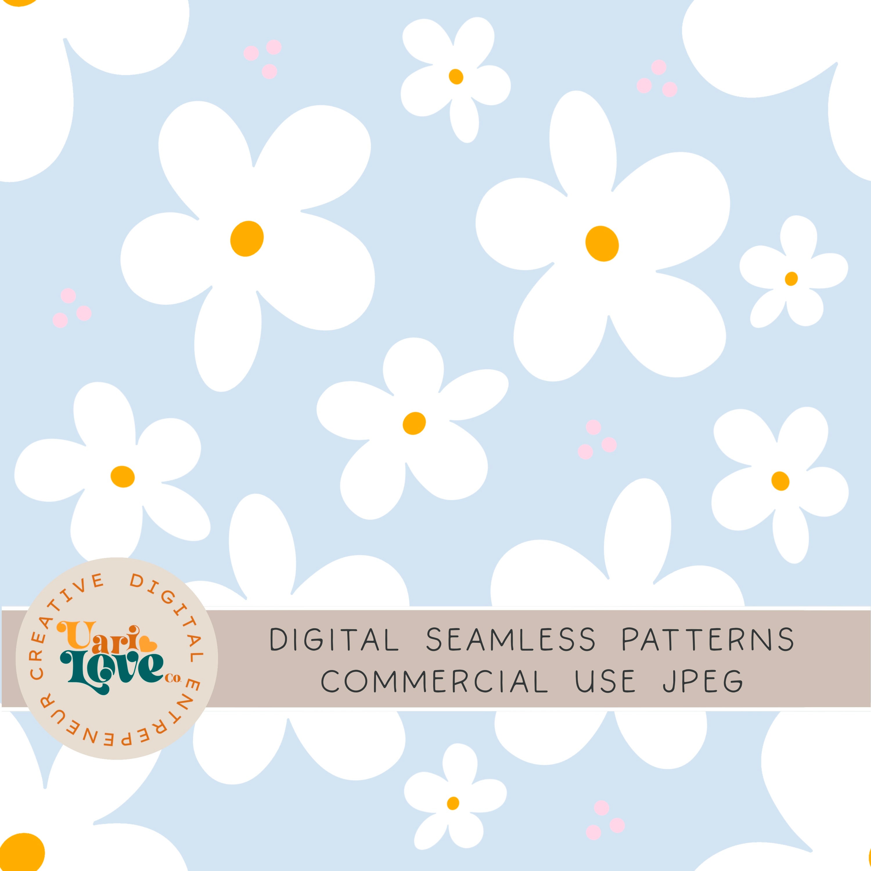 Baby Blue and Daisy Seamless Repeat Pattern | Daisy Fabric Pattern ...