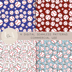 Baseball and Bat Seamless Repeat Pattern | Baseball Fabric Pattern | Commercial Use Pattern | Printable Baseball Paper