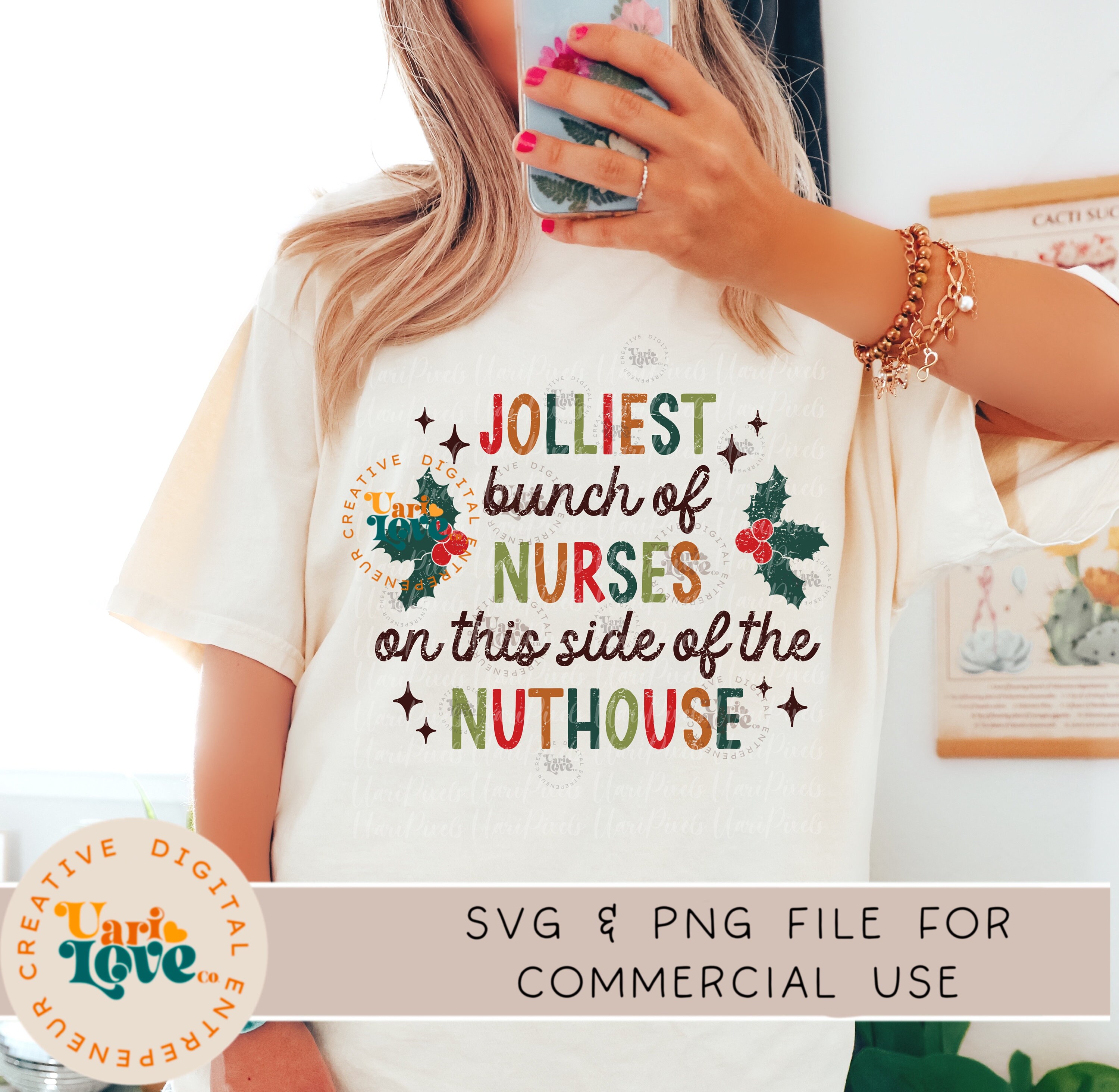 Nurse Christmas PNG Jolliest Bunch of Nurses Funny Christmas Shirt DTF ...