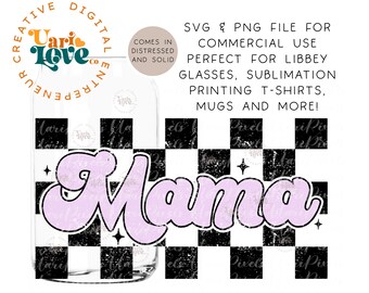 Retro Checkered Mama svg png, neutral distressed Mom Design Trendy Mom Life Digital Cool Mom PNG Neutral Mama Sublimation Checkered Mom PNG