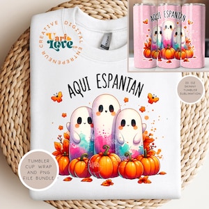 Aqui Espantan Png Mexican Halloween Png Espanhol Halloween uvdtf Png Assustador Latina Assustador Conchas dtf transfer 20 oz skinny tumbler wrap outono