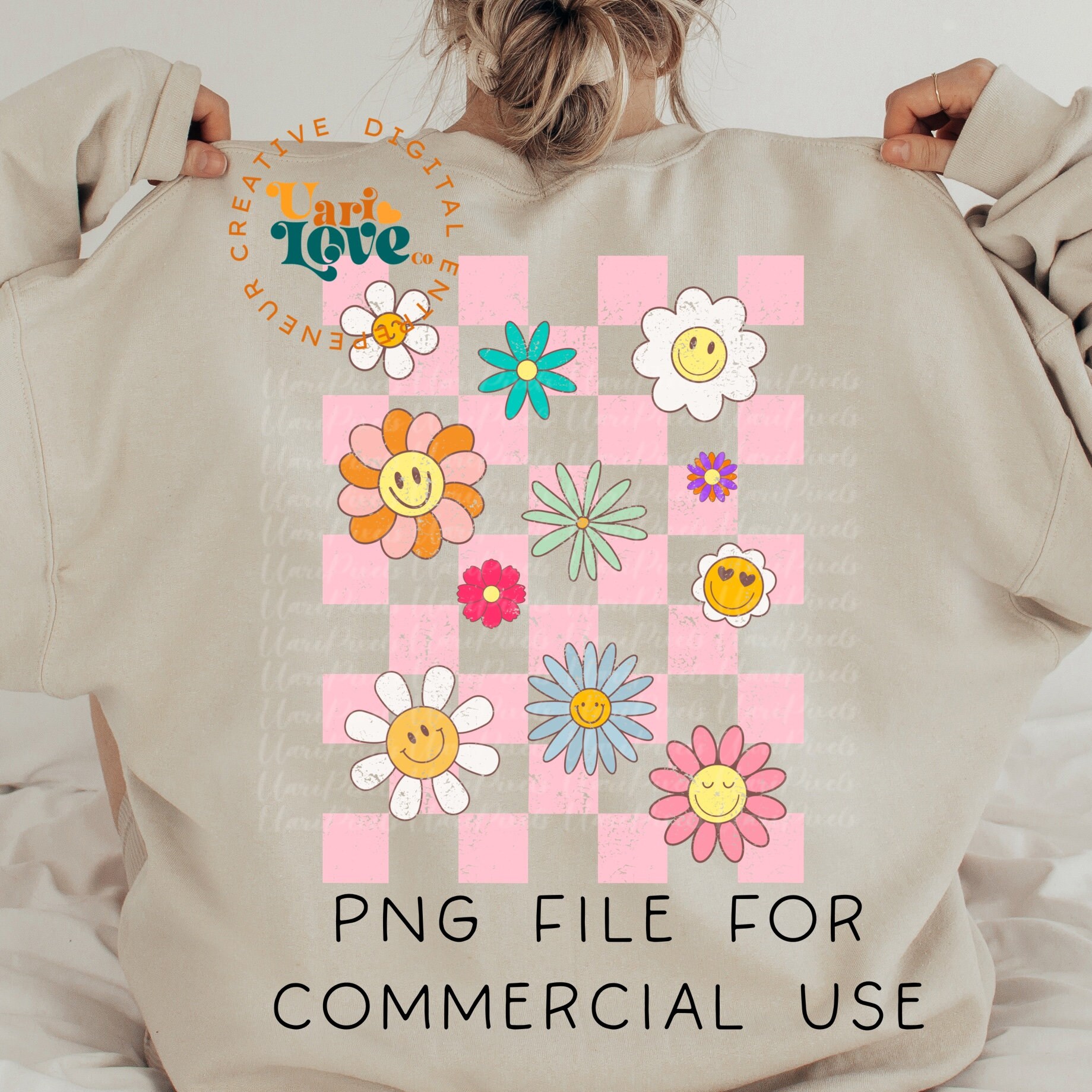 Retro Flowers Checkered PNG Sublimation Vintage Shirt Design - Etsy