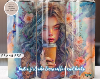 Book Tumbler Wrap 20 oz Skinny, teacher tumbler wrap coffee png books png print transfer bookish png file alcohol ink seamless tumbler