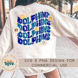 Floreale Delfino PNG SVG, Design della maglietta del giorno del gioco, Sublimazione del football americano, Mascotte sportiva per ragazze in difficoltà DTF Trasferimento DtG, Florida