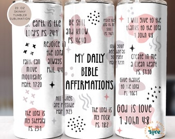Christian Bible Verse Affirmations 20 oz Tumbler PNG (Digital Download)