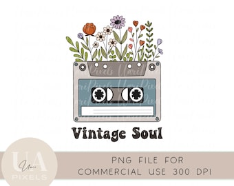 Vintage Soul Retro Png for Sublimation | Vintage Soul Digital Download For Print on Demand | Retro Hippie PNG Design | Vintage T-Shirt PNG