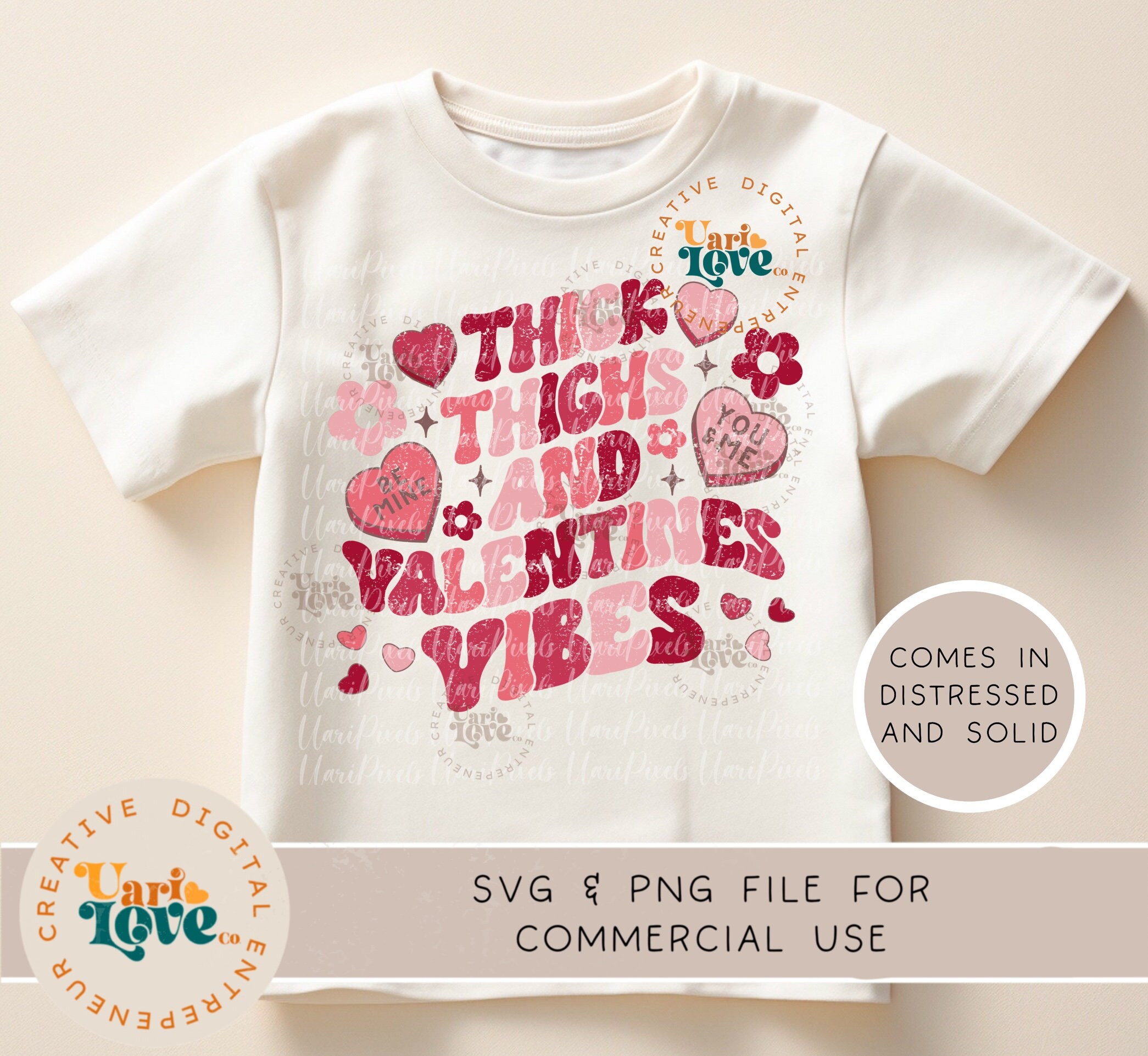 Thick Thighs Valentine Vibes SVG PNG Retro Funny Valentines Day T-shirt ...