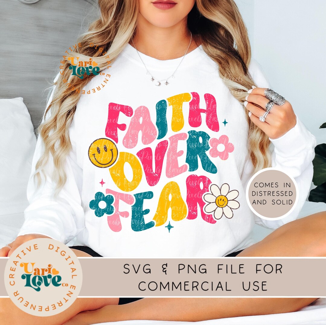 Faith Over Fear SVG PNG Sublimation Trendy Christian Design Jesus Bible ...