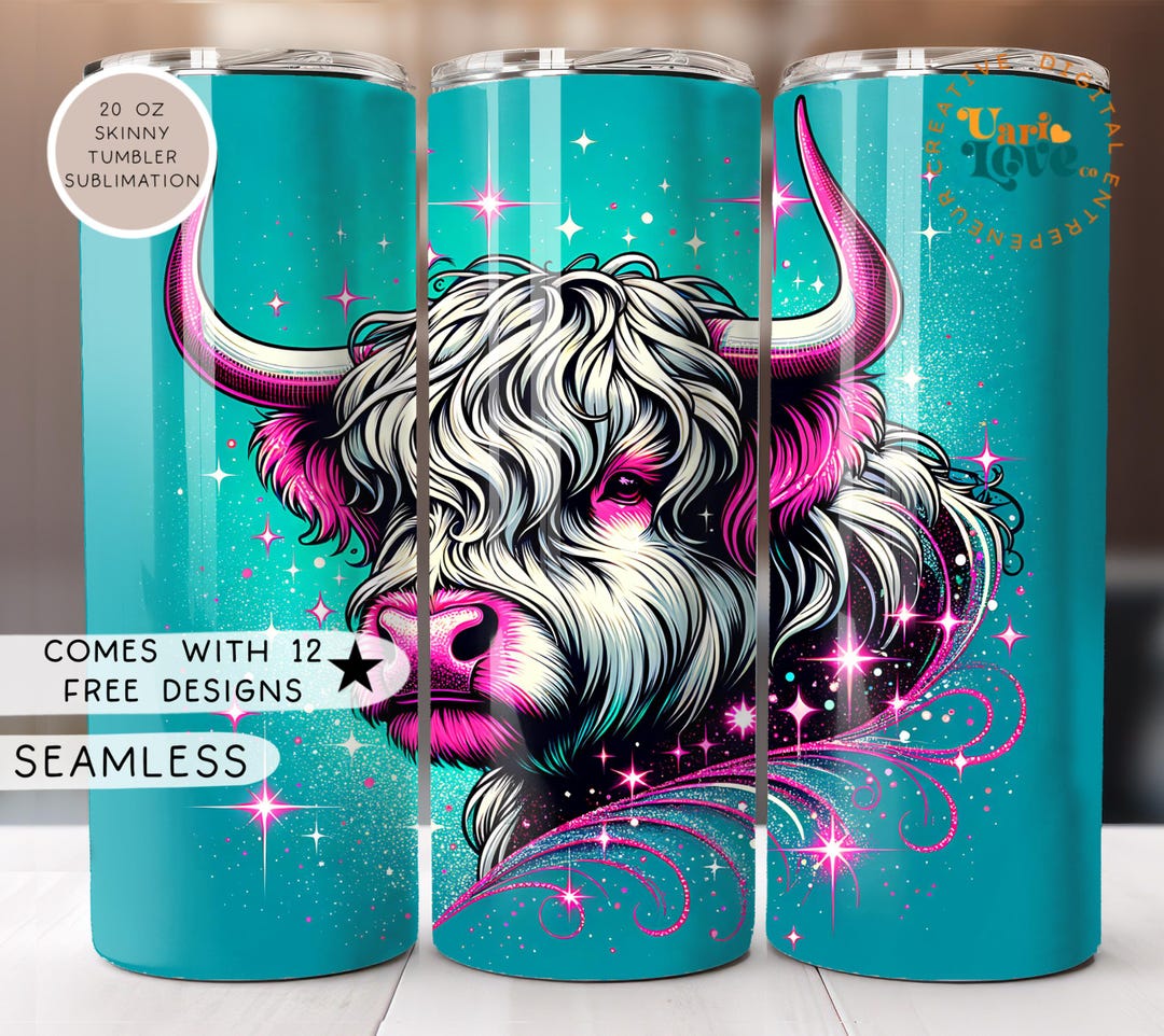 Highland Cows Tumbler Wrap PNG 20 Oz Skinny Tumbler Sublimation Design ...
