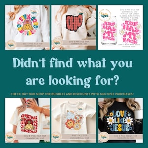 May include: A collection of six digital designs featuring various graphics and text. The designs include a smiley face with a Christmas hat, the word "Ohio" in a stylized font, a glass with the text "Jesus Has My Back", a Christmas-themed smiley face, a smiley face with a disco ball, and the text "Love Like Jesus" with daisies. The designs are available as SVG and PNG files for commercial use.