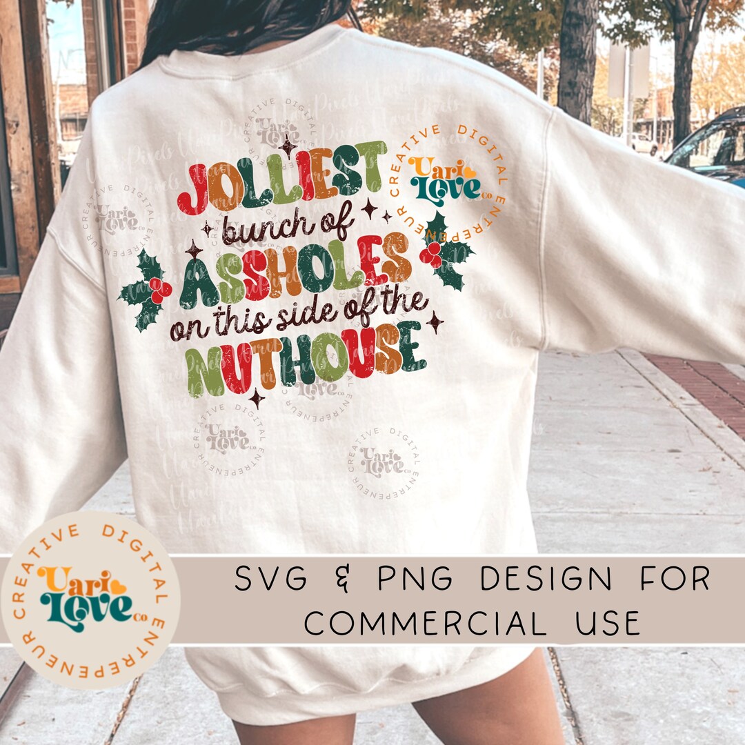 Funny Christmas DTF Design Jolliest Bunch of Assholes Retro - Etsy