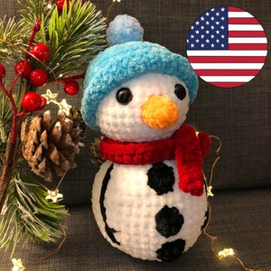 Schema pupazzo di neve all&#39;uncinetto | Modello Amigurumi natalizio | Pupazzo di neve fai da te
