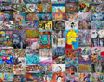 Graffiti Street Art Set, 400 Urban Collage Prints, Hip Hop Bedroom Wall Decor, Colorful Skater Room Posters, Trendy Teen Gallery Collection