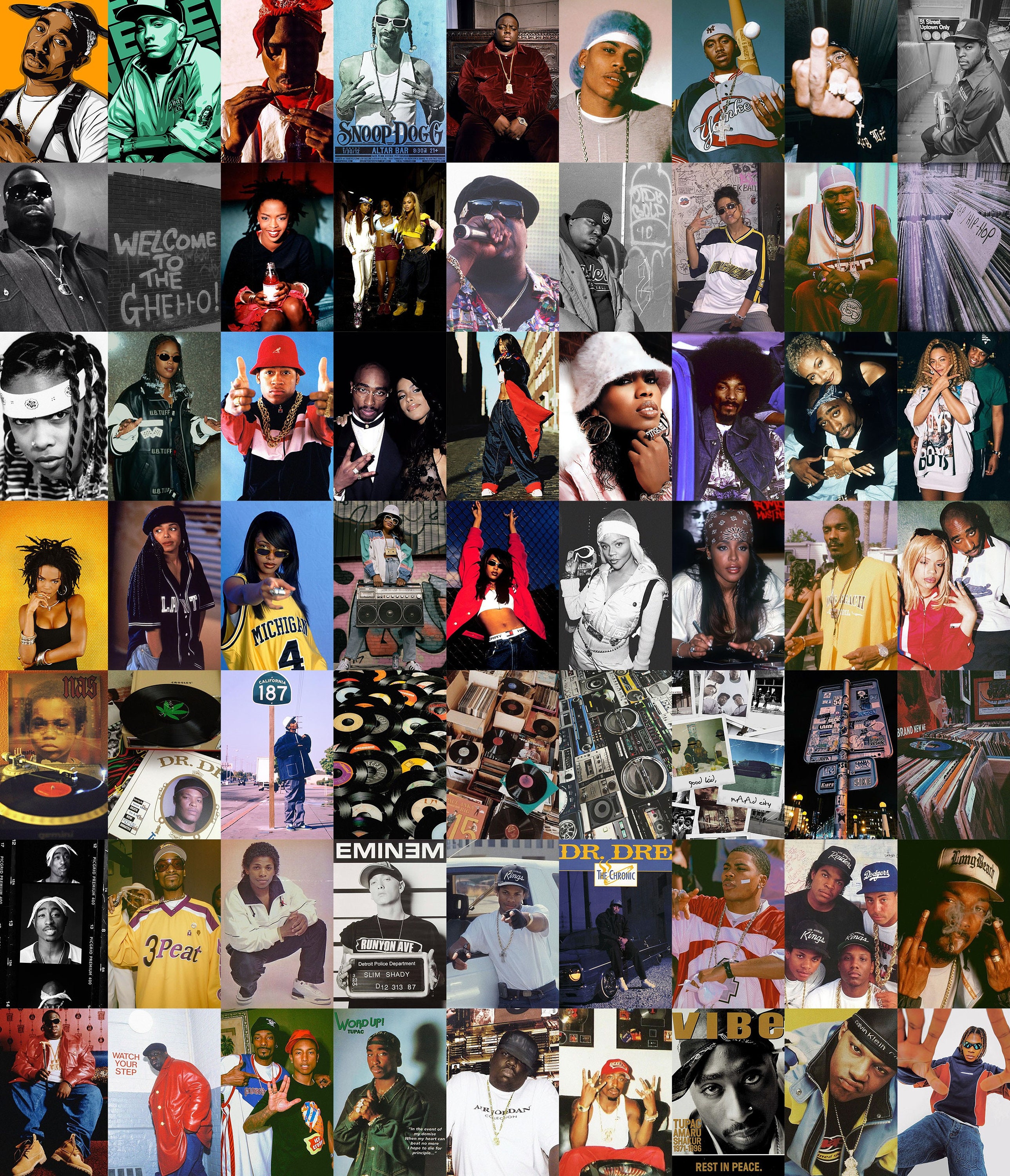 ヒップホップ/ラップポスター、音楽アルバムプリント250枚、レトロ