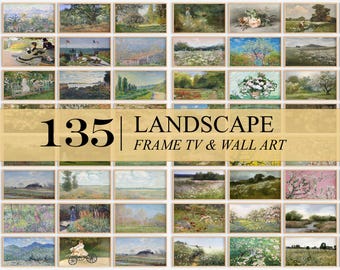 Samsung Frame TV Landscape Art, Vintage Nature Paintings Set, Scenic Aesthetic Television Decor, Mountain Forest Art For The Frame TV