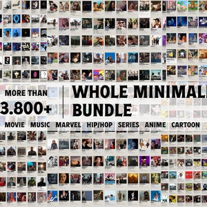 MEGA BUNDLE Minimalistische Poster, Film-/Seriendrucke, HipHop-Rap-Musikalben, Cartoon-Dekore für Kinder, Marvel/DC-Raumgestaltung, Anime-Poster