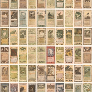 Calendar Art Prints, Old Aesthetic Calendar Design,Animal and Botanic Calendar Posters, High Quality Images, Vintage Prints
