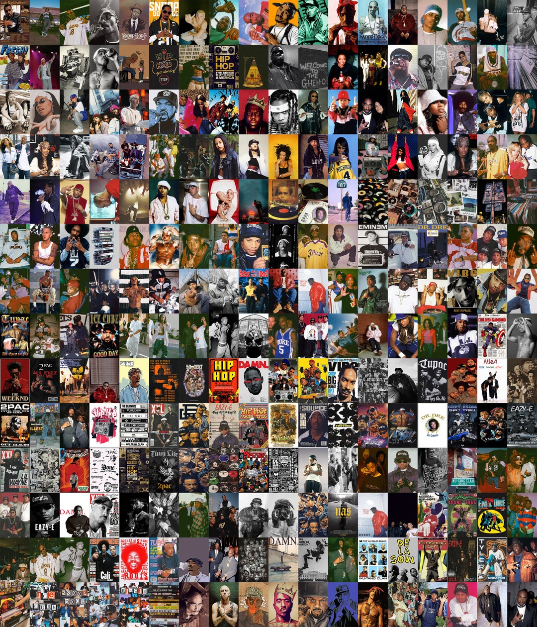☆Artifacts☆ Hiphop 90s Vintage poster Vintage 90s Hip Hop Rap and R&B Framed Collage Style Poster