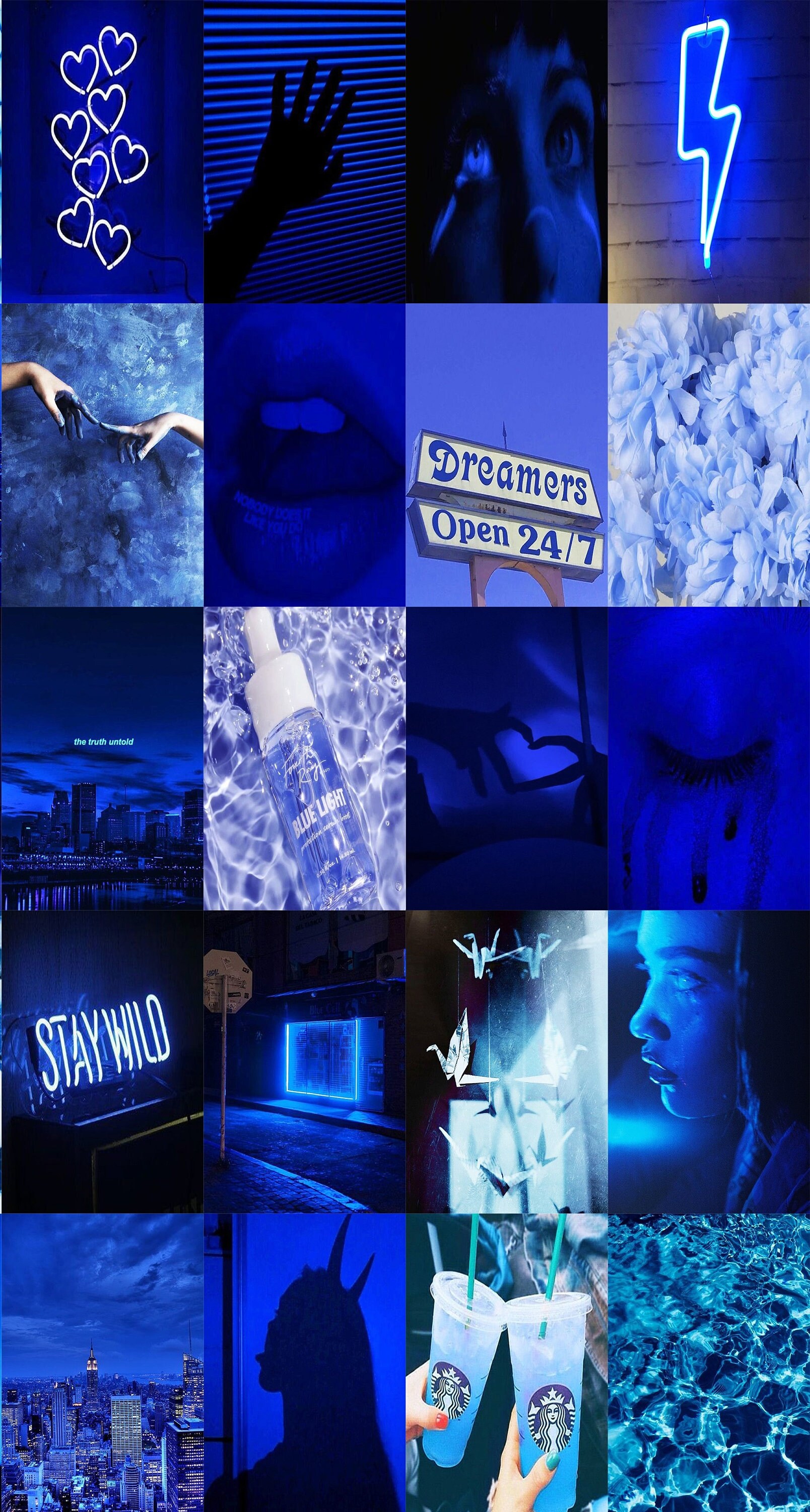 Blue Aesthetic Poster Wall Collage Kit Neon Blue Aesthetic - Etsy