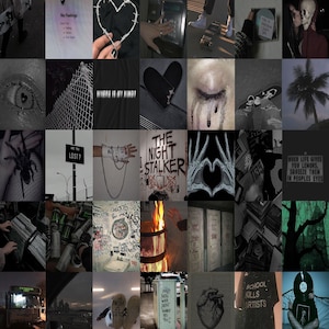 150PCS Grunge Posters, Aesthetic Wall Collage Kit, Goth Black Prints ...