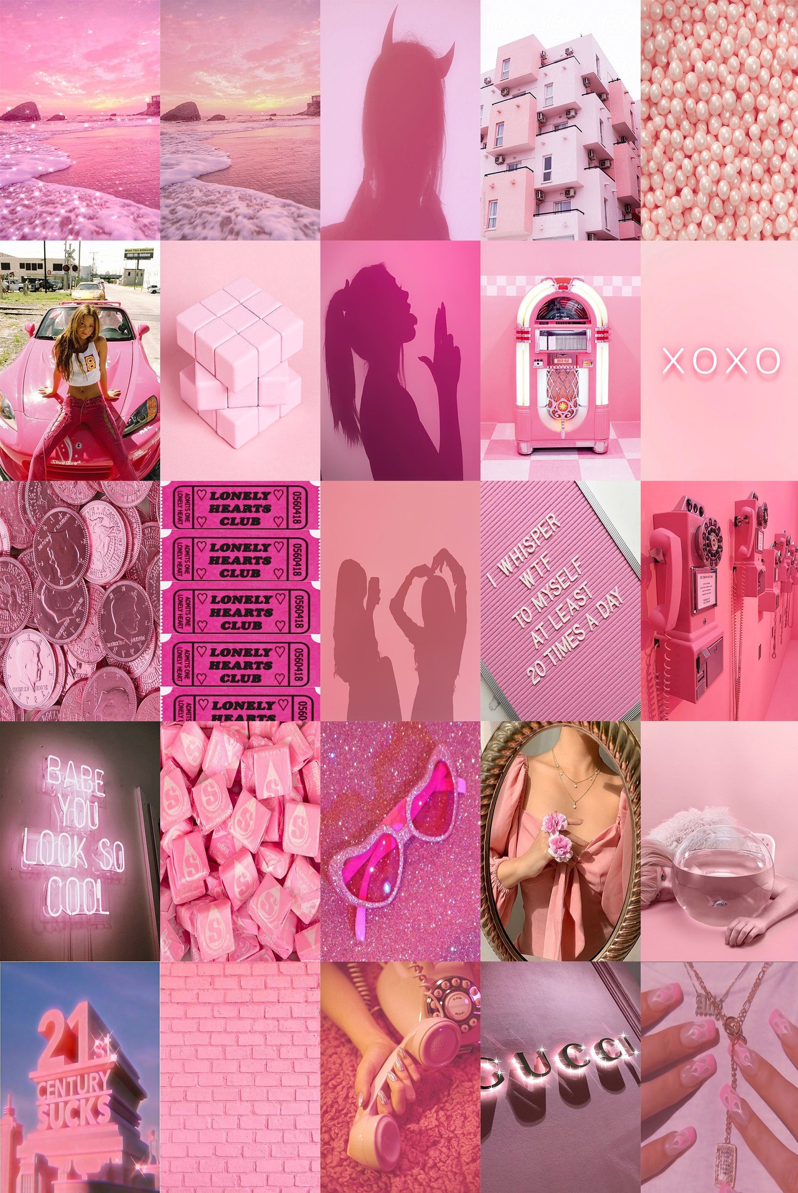Boujee Pink Aesthetic Wall Collage Kit 100 Pcs Luxury Pink Etsy
