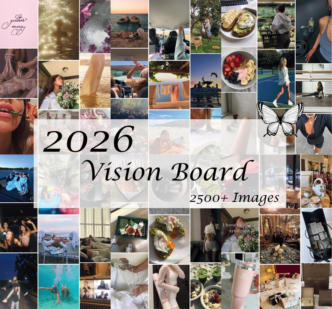 Vision Board Kit 2026, Printable Manifestation Cards, Dream Goal ...