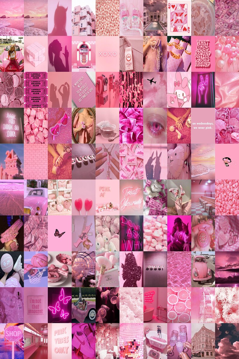 Boujee Pink Aesthetic Wall Collage Kit 100 Pcs Luxury Pink - Etsy