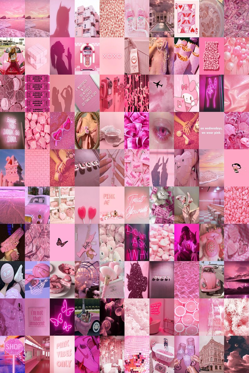 Boujee Pink Aesthetic Wall Collage Kit 100 Pcs Luxury Pink Etsy