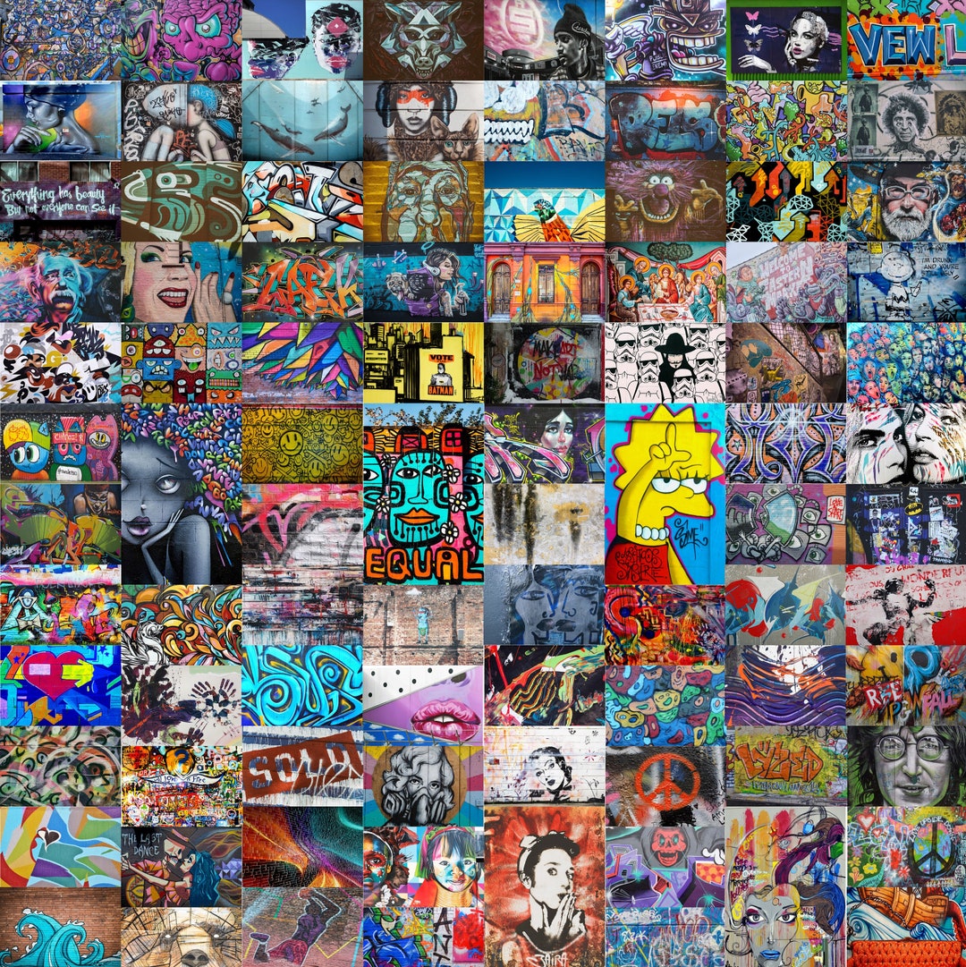 Graffiti Street Art Set, 400 Urban Collage Prints, Hip Hop Bedroom Wall ...