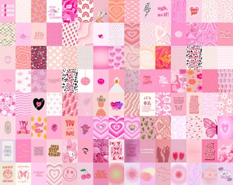 Rosa Preppy ästhetik Collage Kit, Teenager Mädchen Zimmer Dekor (digitaler Download)