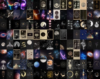 Vintage Astronomy Posters, Cosmic Galaxy Wall Art, Solar System Star Prints, Celestial Bedroom Room Decor, Retro Space Gallery Collection