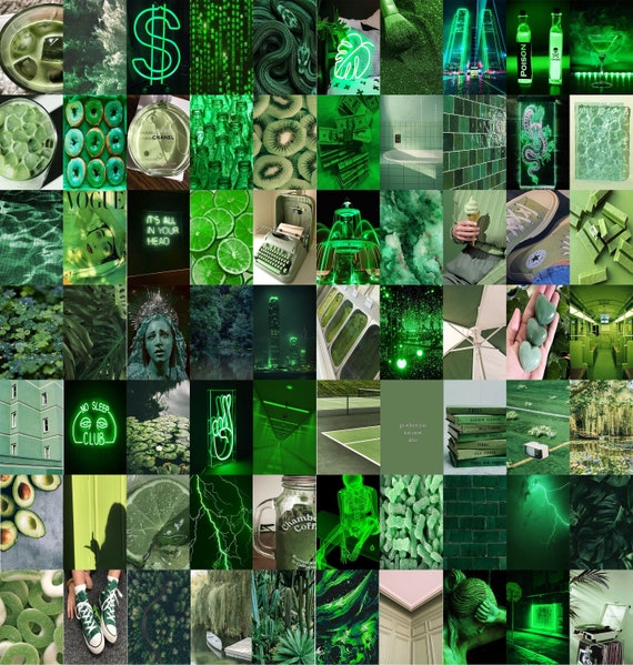 Green Wall Collage Kit Green Aesthetic Wall Collage Digital | Etsy