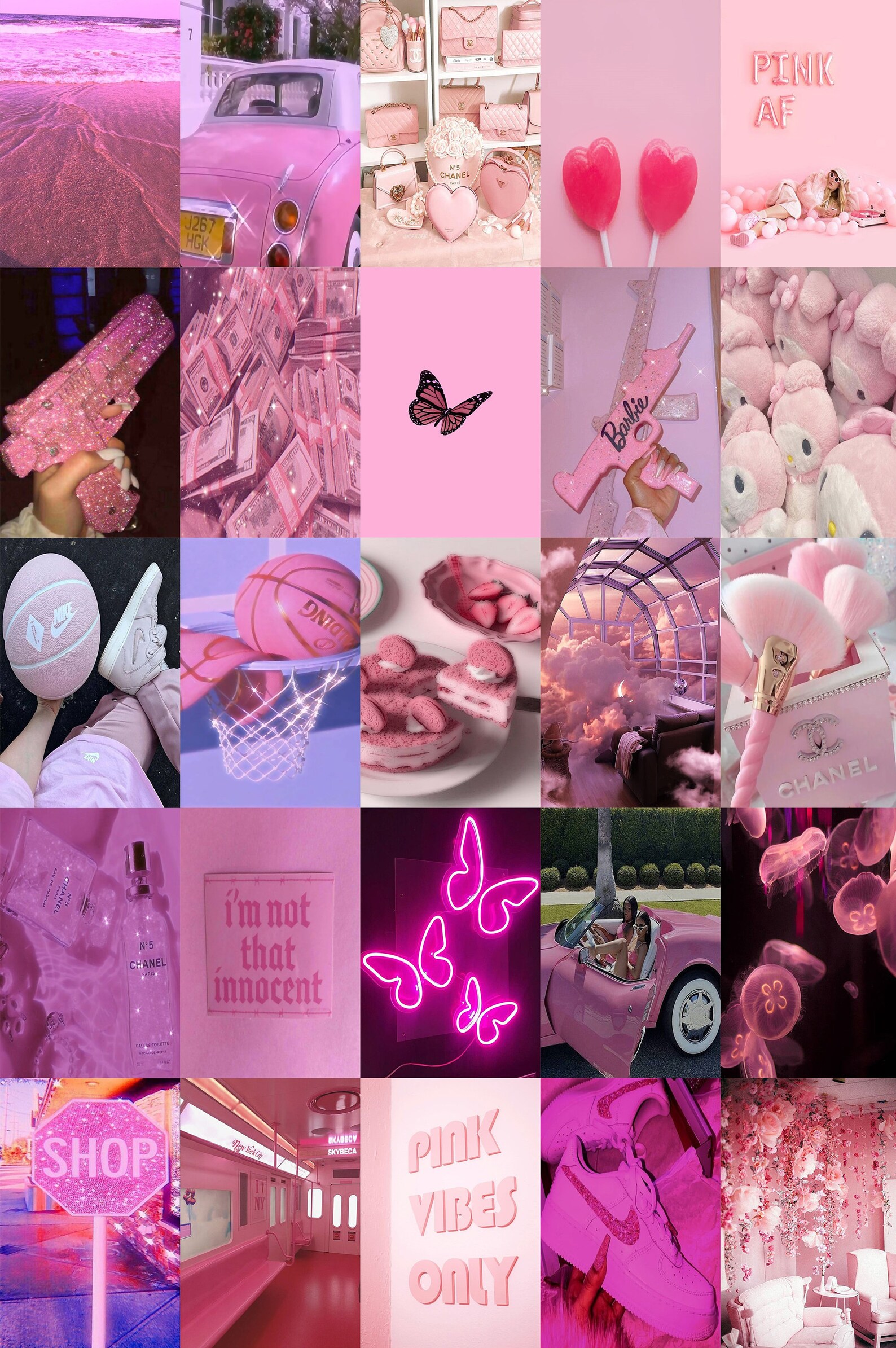 Boujee Pink Aesthetic Wall Collage Kit 100 Pcs Luxury Pink Etsy