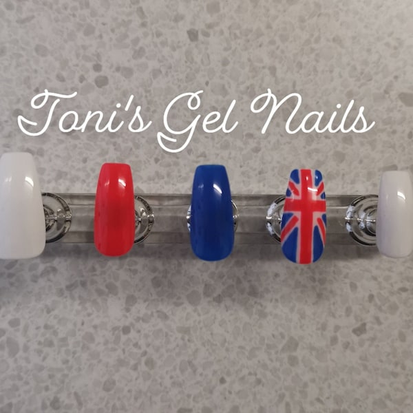 Ongles London - Patriotic UK - appuyez sur les ongles - fait main personnalisé - vernis gel