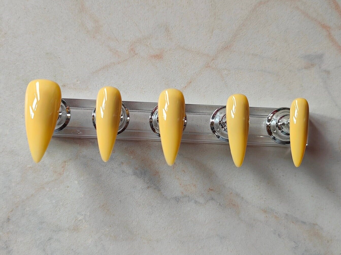 Yellow Nails - summer nails - stiletto nails - press on nails - custom hand made - gel polish - false nails - set of 10 - gel nails