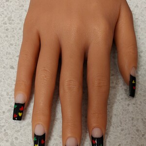 Reggae French Tip Nails - Bob Marley - Square Nails - Festival Nails - Press on nails - false nails - gel polish - red yellow green