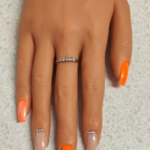 Neon Orange - Neon Fest - Glitter - French tip - Diamonte - Press On Nails - Custom Made - Hand Made - Gel Polish - Medium Coffin Nails