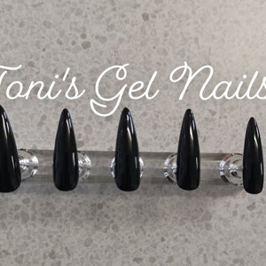 Black nails - Press On Nails - Custom Handmade - Gel Polish - Stiletto Nails - Halloween Nails - Fashion Nails - Gothic Nails - False Nails