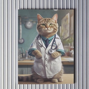 9+ Veterinarian CAT Art Prints: Health Worker Theme  in Lab Coats -Perfect for Veterinary Clinics - Digital Prints 8192x8192 Pixels