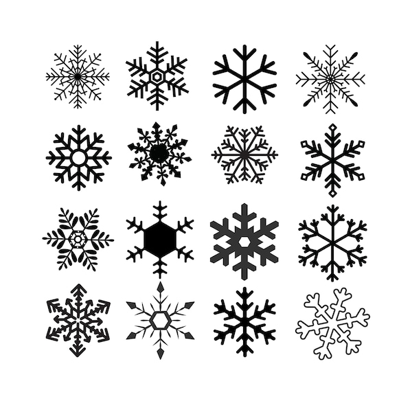 16 snowflakes ready to print all in one pack  for stencils snow spray window decoration christmas  ornament