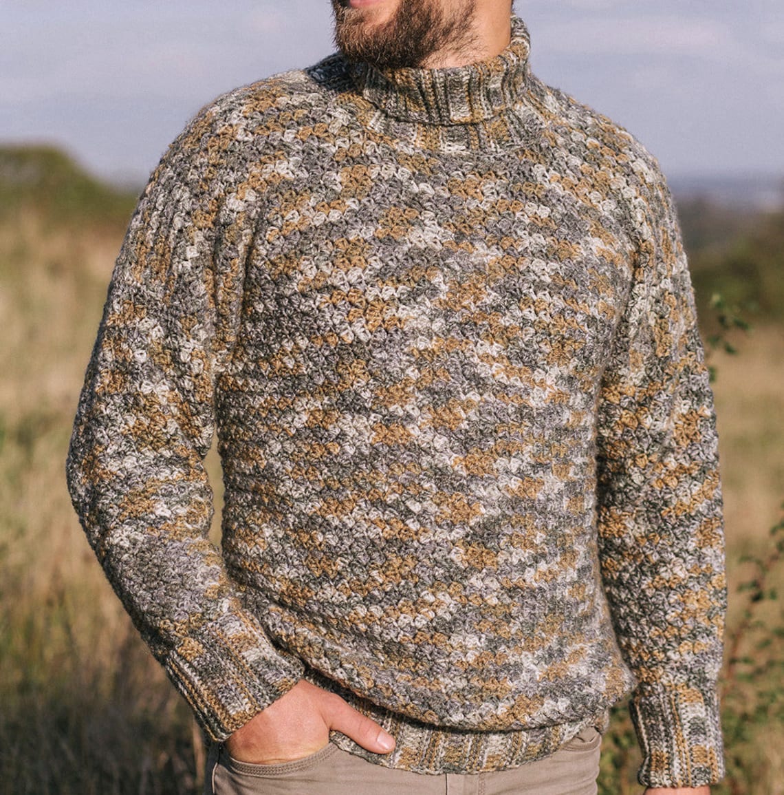 Men's Crochet Pullover Sweater Pattern Yorkshire Fog Etsy