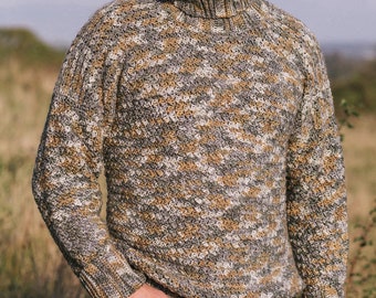 Men's Crochet Sweater Pattern: Beginner Yorkshire Fog rollneck pullover Jumper (PDF Pattern)