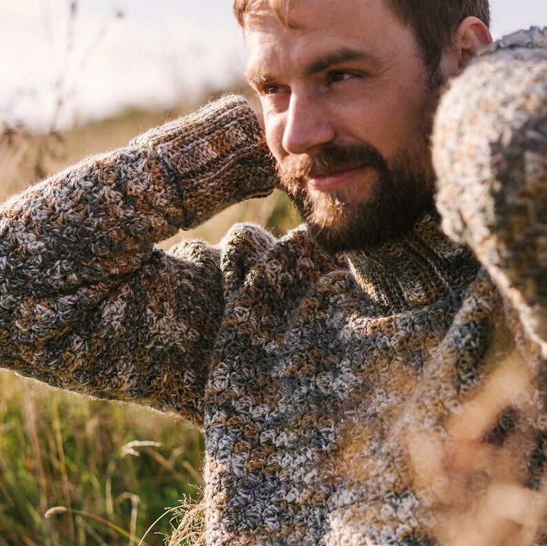 Men's Crochet Pullover Sweater Pattern Yorkshire Fog - Etsy