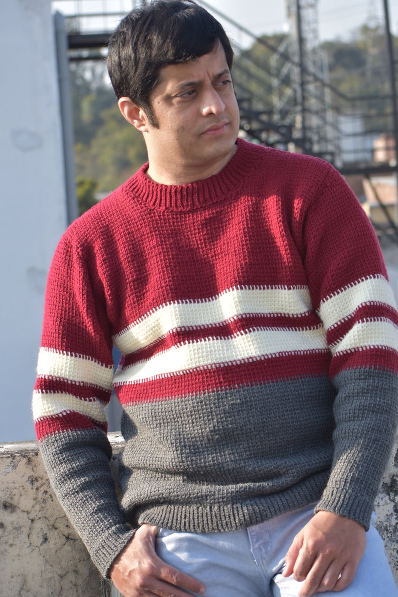 Men's Tunisian Crochet Sweater Pattern, 'Moorland Heath Jumper', Beginner Friendly Pullover, Crochet Patterns for Men, Crochet for Men image 8
