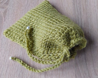 Beginner Tunisian Crochet Bag Pattern, Peashoot Pouch, Easy Crochet Drawstring Purse, Afghan Stitch Crochet Pattern.