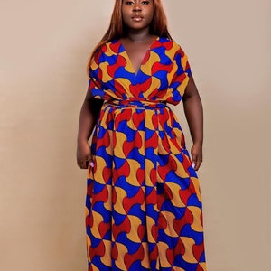 Red Blue Yellow Multi African Ankara Print Plus Size Clothing Party ...