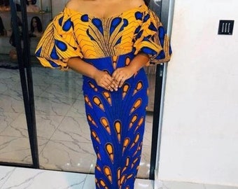 Royal Blue Ankara Ruffle Layers Dress