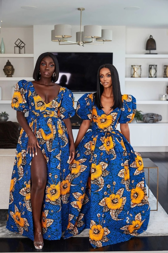 Blue Mustard Yellow African Ankara Print Plus Size Clothing Etsy