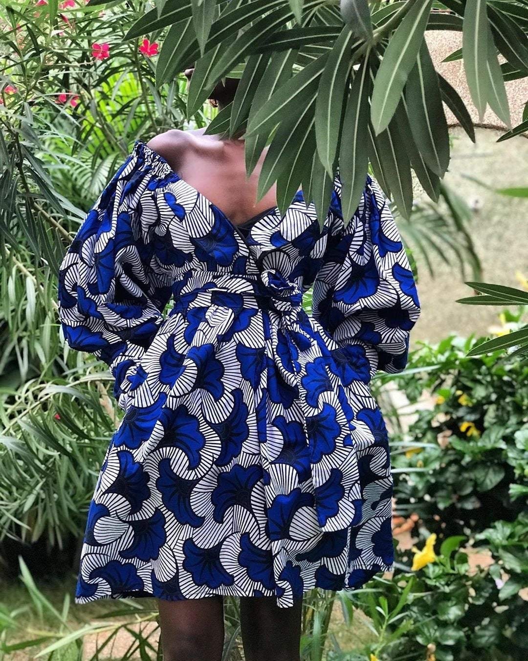 Girls blue clearance and white dress