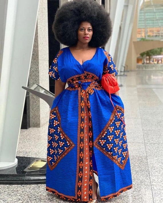Sig til side Jeg var overrasket Se igennem Royal Blue African Ankara Plus Size Clothing Infinity Party - Etsy